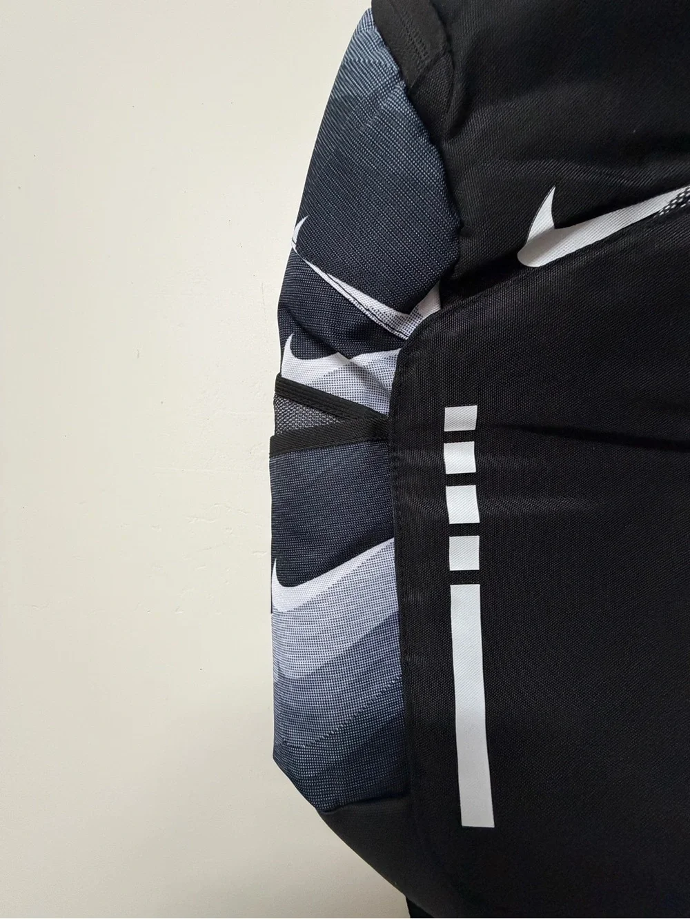Nike Men's Black and Gray Swoosh Pattern Backpack